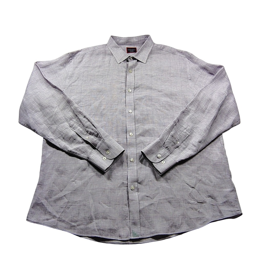 UNTUCKit‎ Selegas Purple Wrinkle Resistant Linen Button Up Dress Shirt Men's XXL